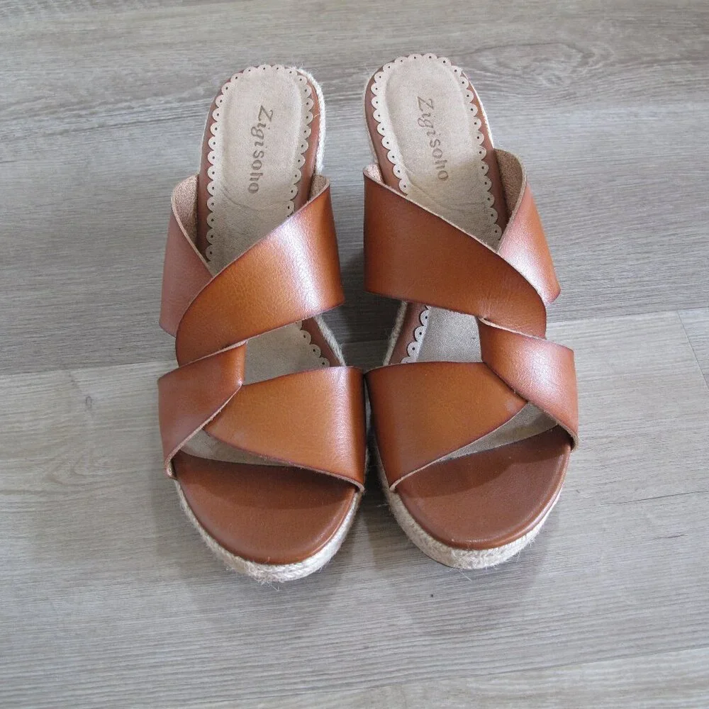 ZIGI SOHO Cognac Espadrille Wedge Sandals